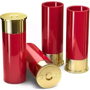 12 Gauge Shot Glasses, Set of 4, 1.5 Oz.Capacity, Red and Gold Reusable Drinkware classic bullet shaped custom shot drinkware gift