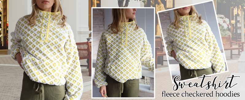 Songling Women's Plaid Fleece Sweatshirt Long-Sleeve High-Neck Sherpa Hooded Jacket Winter Pullover with Kangaroo Pockets Casual Flannel Tops Songling Women's Plaid Fleece Sweatshirt Long-Sleeve High-Neck Sherpa Hooded Jacket Winter Pullover with Kangaroo Pockets Casual Flannel Tops