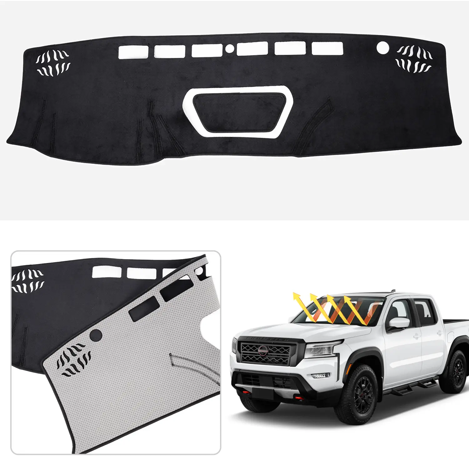 Canvcle Custom Fit Dashboard Mat for 2022-2026 Nissan Frontier - Polyester, Non-Slip Design, UV Protection, Reduces Glare, Durability - Truck Interior Accessories, Car Accessory