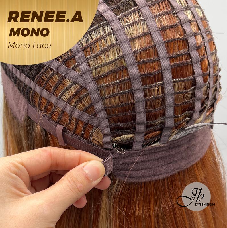 JBEXTENSION RENEE.A MONO Monofilament Handmade Wig 6X5 Full Monofilament Hand Tied Top Wig 22 Inches Cowboy Copper Mono Lace Wig With Anti-slip Silicone Strips Glueless Wig RENEE.A MONO【BENDY EAR TABS】