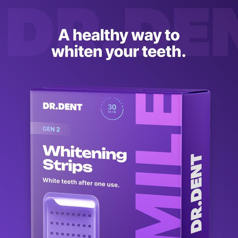 DRDENT Purple Teeth Whitening Strips - 42 strips 21 Whitening Sessions - Safe for Enamel - Tooth Stain Treatment - Non Sensitive Teeth Whitening - Peroxide-Free