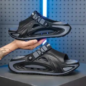 Men’s Summer Closed Toe Slippers, EVA Thick Sole Height Boost, Non-Slip Hollow Out Driving Shoes