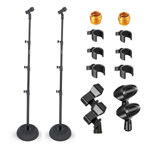 5Core Mic Stand Pair Floor Adjustable Universal Heavy Duty Microphone Stands Round Base Soporte De micrófono