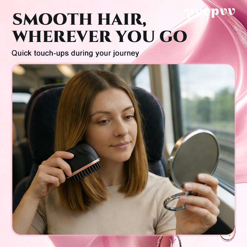 Wireless Mini Portable Hair Straightener, Portable Heated Comb, a must-have for outings. It fits easily in a small bag or car, keeping your hair smooth and manageable.