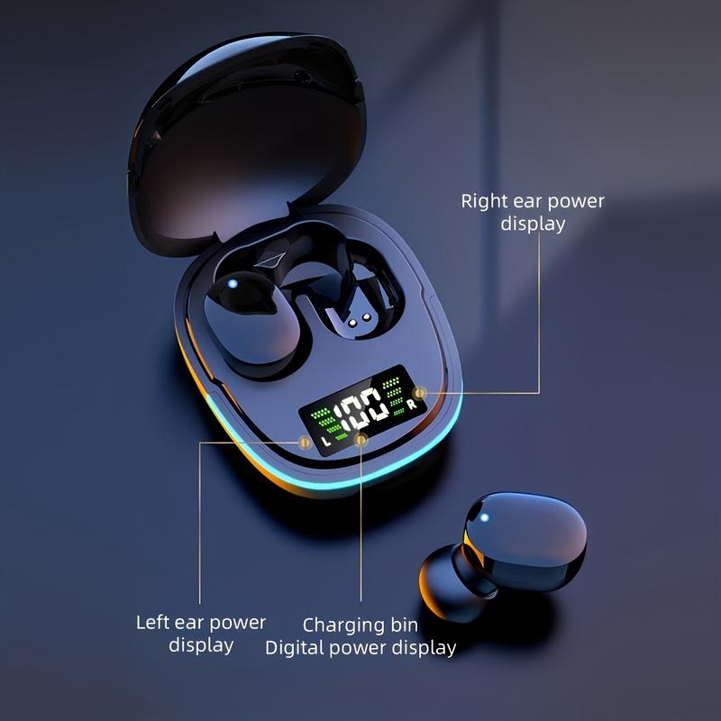 Wireless Earbuds with Digital Battery Display - See Left/Right/Case %， Auto Connect， IPX4 Waterproof & LED Lights
