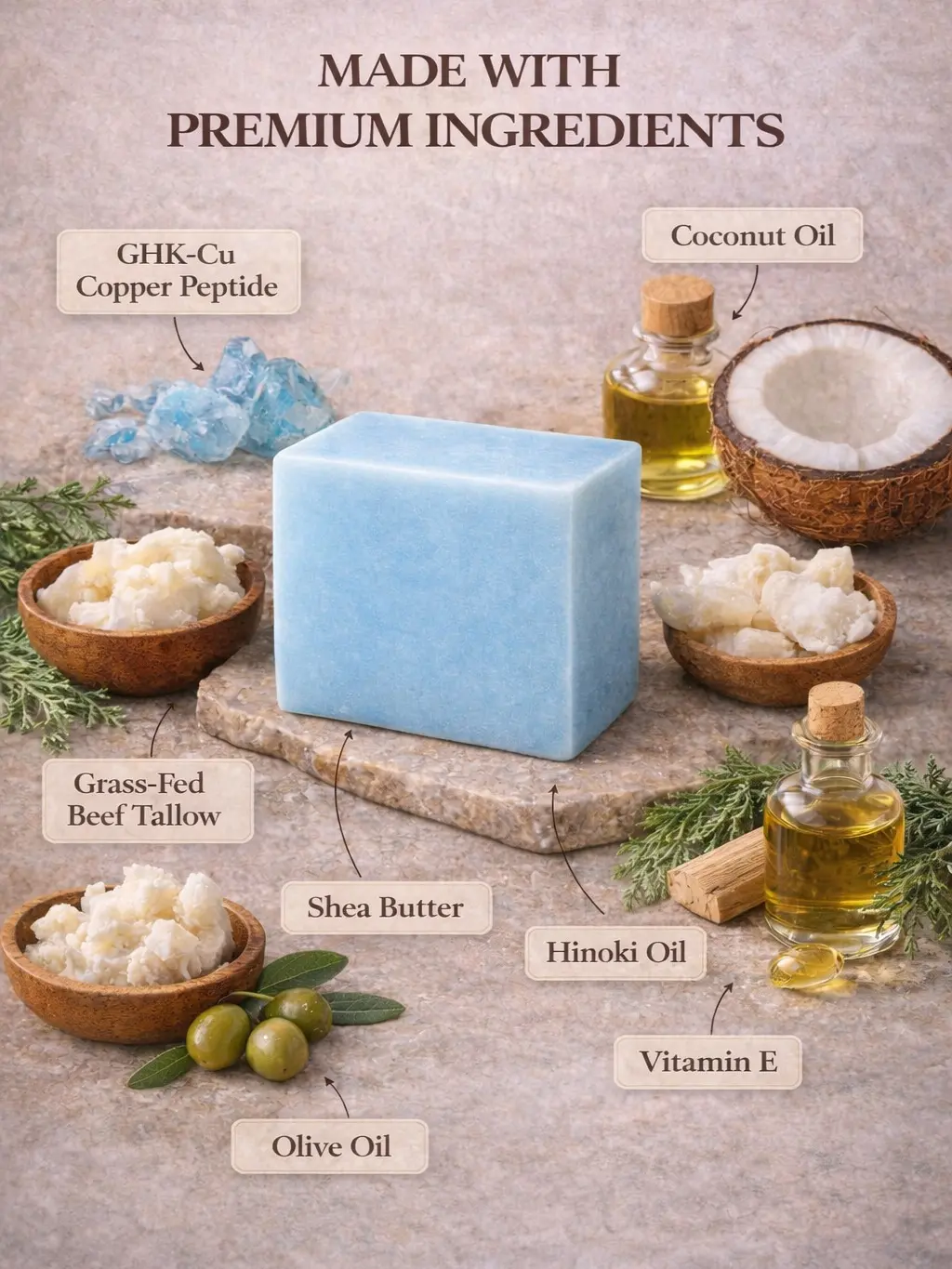 ghk cu peptide in food Grass Fed Beef Tallow & Copper GHKCU Peptide Soap Bar with Coconut Oil Shea  Butter for