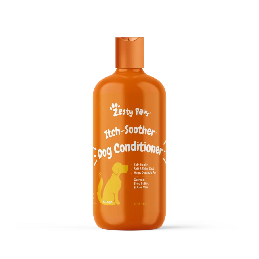 Zesty Paws Itch-Soother Dog Conditioner with Oatmeal Shea Butter & Aloe Vera for All Breeds Gentle Detangling & Skin Health Support