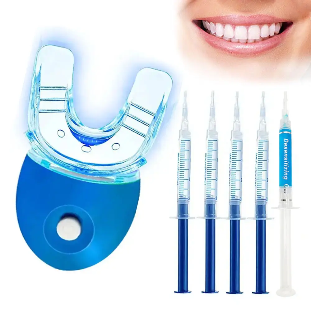 Teeth Brightening Kit with LED Light, 1 Set Teeth Brightener with 5 X 3ml Carbamide Peroxide Teeth Brightening Gel, Safe Enamel for Removes Stains Whitening, Teeth Whitener, Teeth Stain Remover