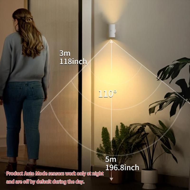 Rechargeable LED Motion Sensor Night Light – 8 Ambient Colors, Auto-On, Long Battery Life, Stick Anywhere, No Outlet Needed – Cozy, Plug-Free Lighting for Bedroom, Bathroom, Stairs & More!