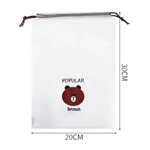 Befunny Bear Pattern Drawstring Storage Bag, 20 × 30 cm, Reusable Plastic Bag for Wig Storage (1 Piece)