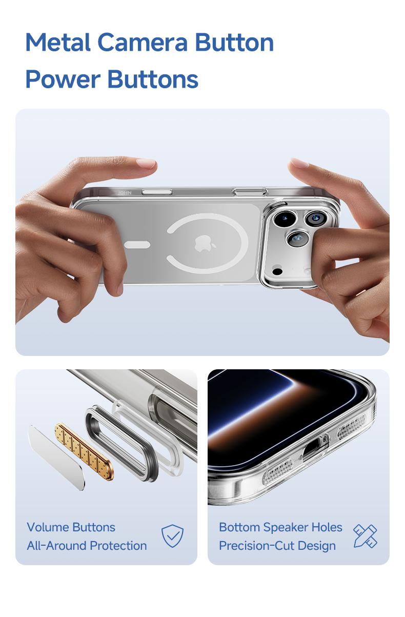 MAGIC JOHN for iPhone 17/Air/16/15 Pro Max Case with Adjustable Camera Cover Stand