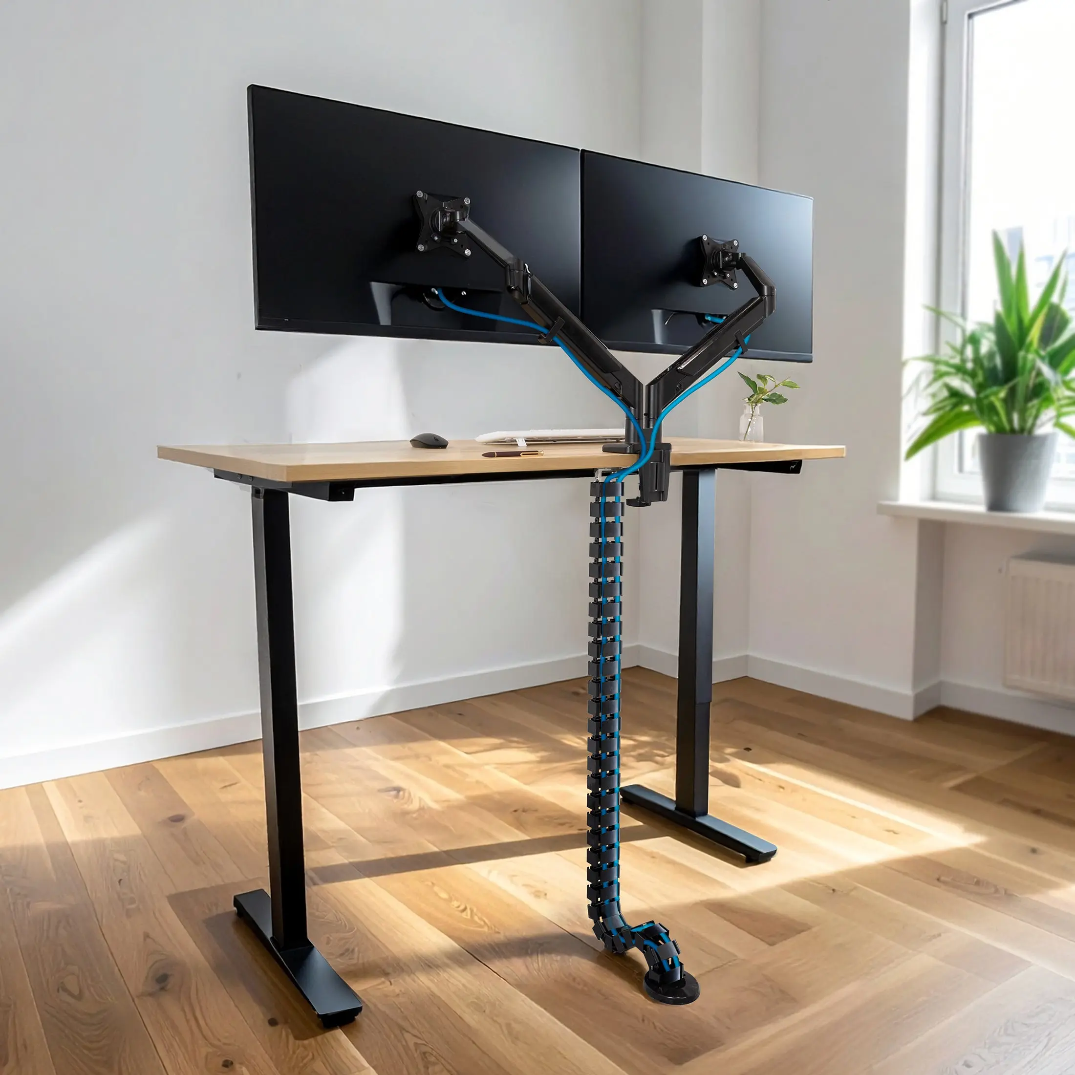 Mount-It! Cable Management Spine Cord Organize Steel Cord Manager for Sit-Stand Desks with Snap-Together Segments for Office Desk, Cool Office Desk Gadgets, Corporate Work Desk Accessories