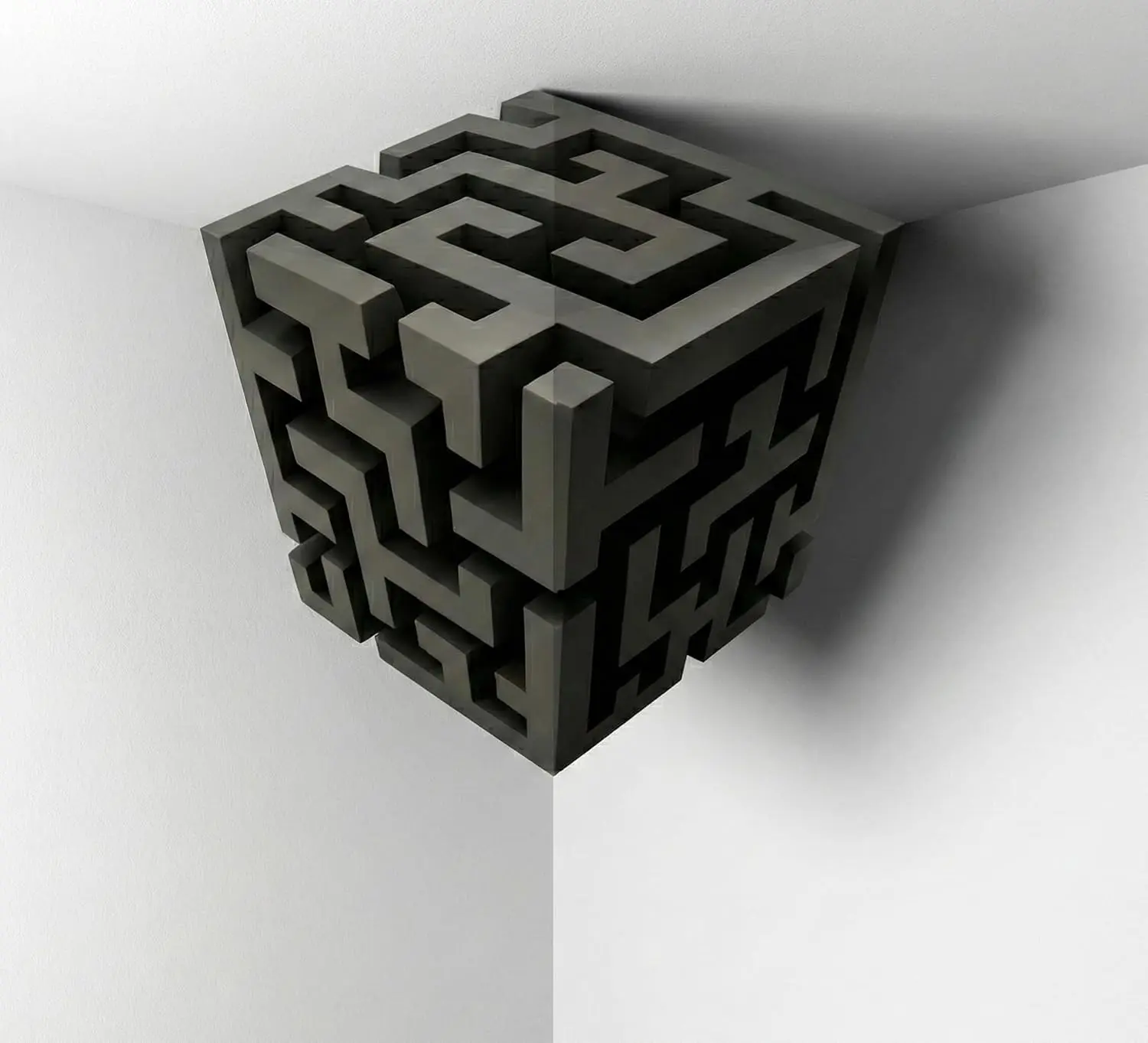 Impossible Corners - Wall Art That Reshapes Reality - 3D Cube Maze Wall Corner Decor Stickers - Optical Illusion Wall Decals home funky