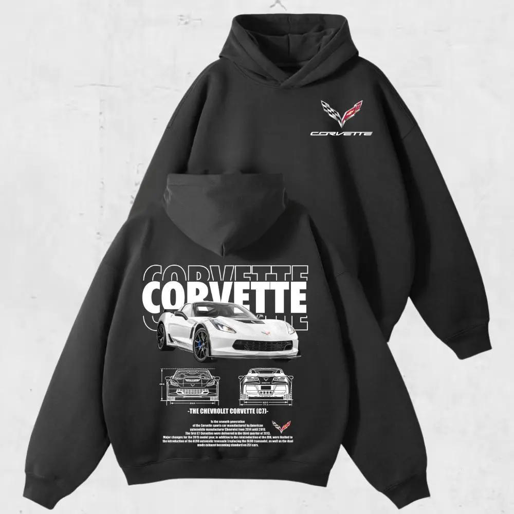 Chevrolet Corvette C7 Hoodie - Unisex, Soft Cotton, Comfortable for Daily Wear, Ideal for Fans of Corvette and Muscle Cars, Sweatshirt and T-shirt