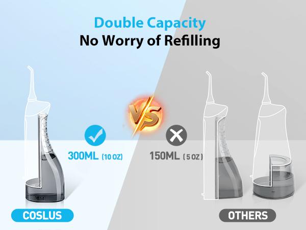 COSLUS  CX20 2-Pack Cordless Water Flosser, 10 Nozzles, IPX7 Waterproof Oral Irrigator for Home and Travel | Perfect for Braces, Orthodontics & Dental Care/Fights Plaque&Tartar，Convenient oral teeth cleaner Toothcare Rechargeable Portable