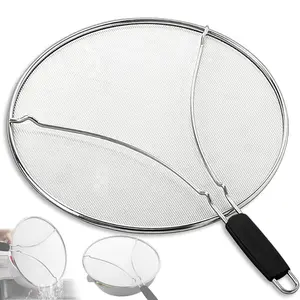 13-Inch Stainless Steel Splatter Screen for Frying Pans, Grease Guard and Food Strainer, Splash Shield for Oil, Dishwasher Safe – Black