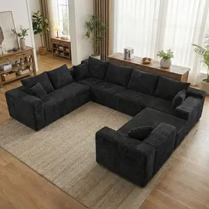 139'' Oversized U Shaped Sectional Couches, 8 Seater Modular Boneless Cloud Sofa with Chaise Lounges, 4-in-1 Flexible Combination Deep Seat Corner Large Couch,No Assembly for Living Room