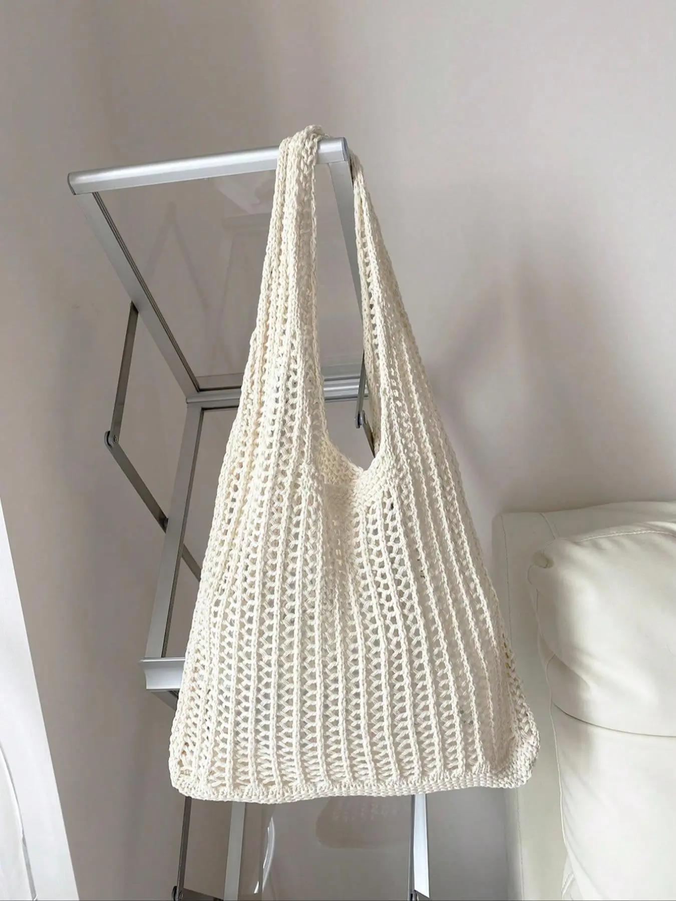 Summer Simple Crochet Handbag Shoulder Bag, Lightweight Vintage Knitted Large Capacity Hollow Design, Casual Beach School Bag, Casual Handbags, Beach Bags, Beach Tote, Casual Everyday Bag, Casual Fashion Bag