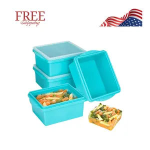 2 Cup Silicone Freezer Trays with Lids, Silicone Soup Freezer Molds - Leakproof 4 Pack