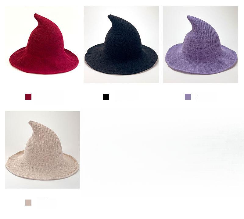 Halloween Hat Regular Wizard Hat Foldable Knitted Hat Pointed Witch Hat