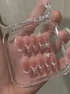 10pcs Handmade Butterfly Press-On Nails – Blush Pink Reusable Nail Set