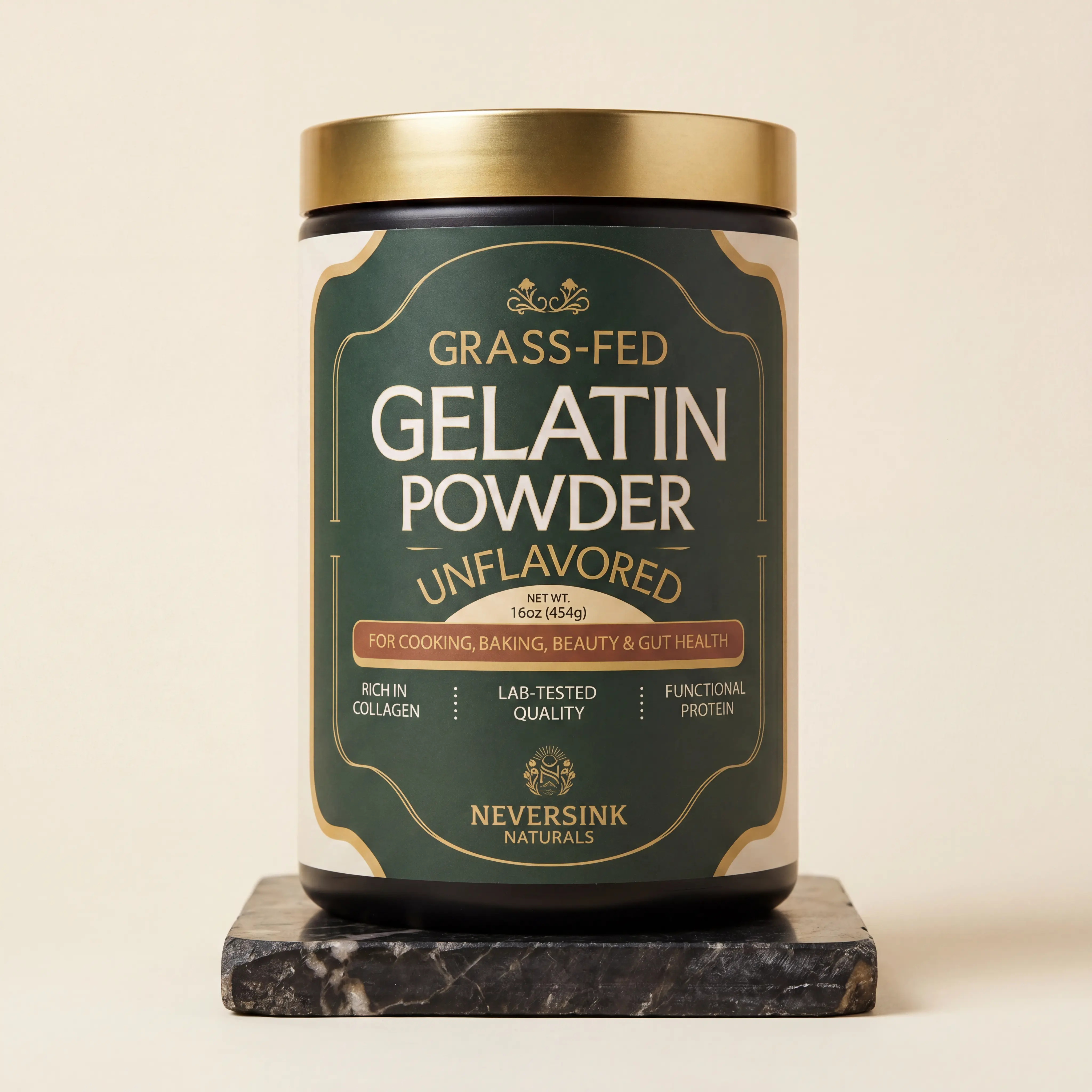 Neversink Naturals Grass-Fed Beef Gelatin Powder, Unflavored 60-Mesh, 16oz — Collagen Protein for Coffee, Baking & Gummies