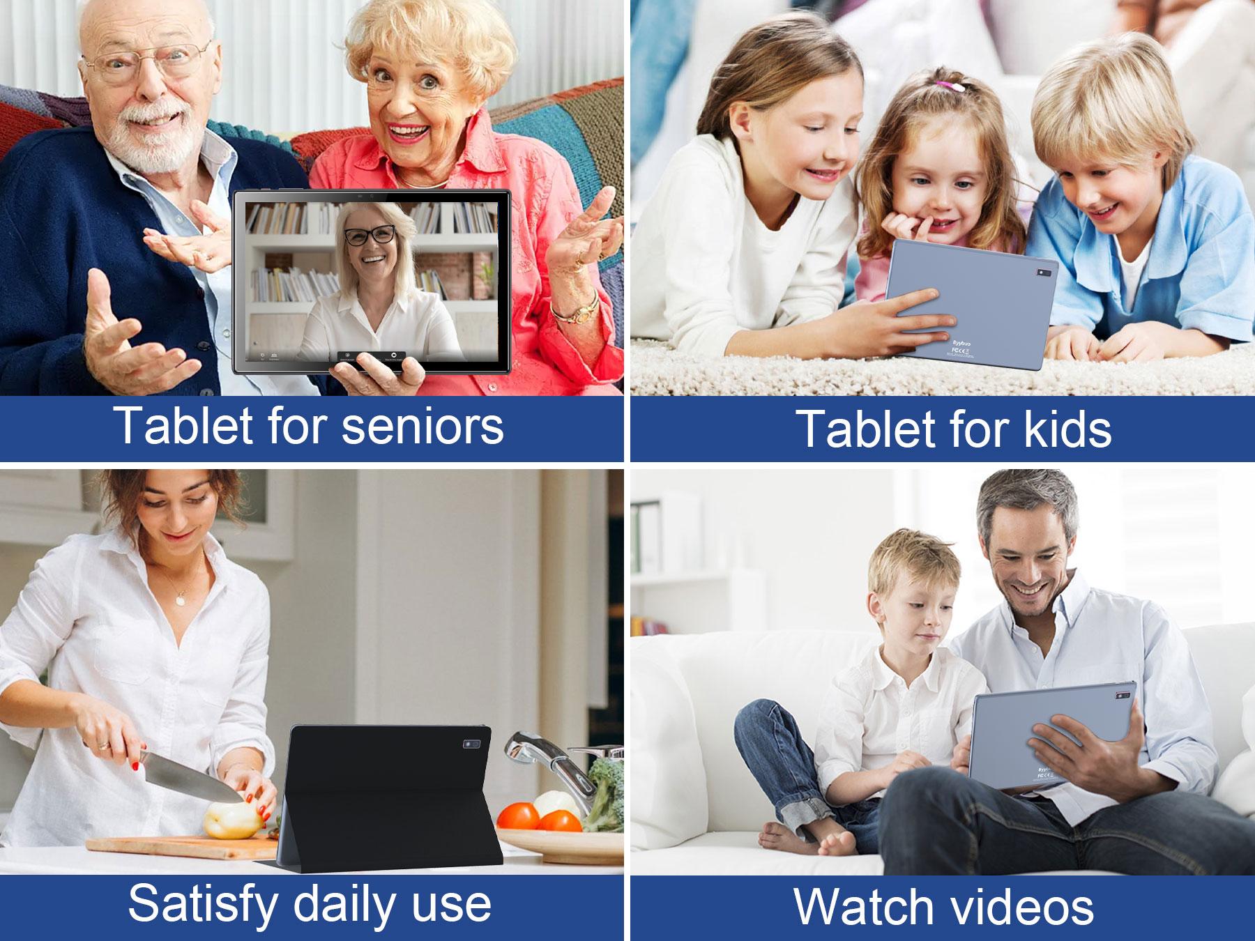 10.1 inch Android 14 Tablet with Case, 64GB ROM Quad-Core Processor 5000mAh Battery, 1280x800 IPS FHD Touchscreen 5MP+8MP Camera, Bluetooth,WiFi,Metal Body