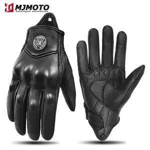 Classic Retro Leather Motorcycle Gloves Summer Wear-Resistant Anti-Slip Men Women Mountain Bike Moto Biker Bicycle Accessories