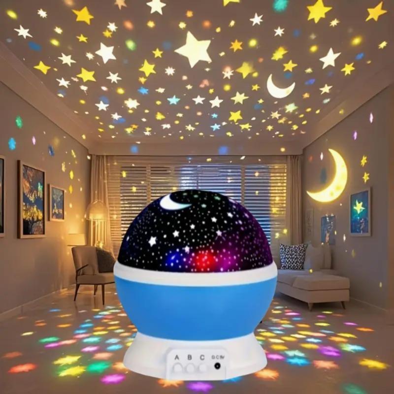 1PC Starry Night Light Projector, 360 ° Rotatable Light Fixture with 9 Color Modes, Featuring Moon And Stars - USB Powered, 1 Dreamy Starry Light - Illuminates Romantic Bedrooms, Adding Brilliance to Festivals, Camping Adventures, And Parties