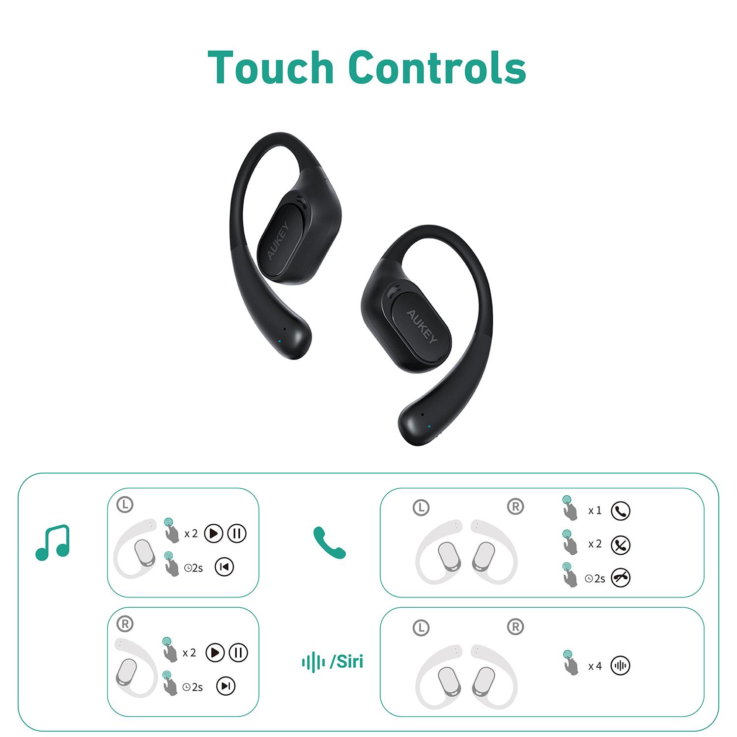 AUKEY EP-S1 Open Earbuds Wearable Stereo Bluetooth 5.4 AI ENC Noise Reduction IPX4 Waterproof Lightweight Design Headphones Wireless BT Headset