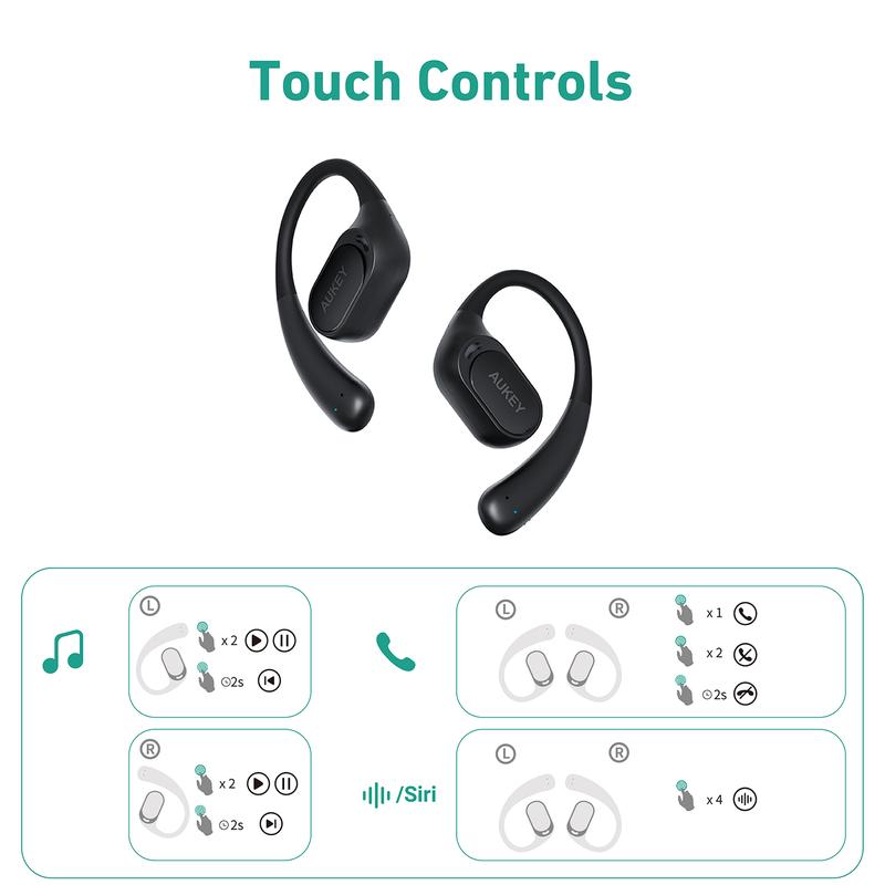 AUKEY EP-S1 Open Earbuds Wearable Stereo Bluetooth 5.4 AI ENC Noise Reduction IPX4 Waterproof Lightweight Design Headphones Wireless BT Headset