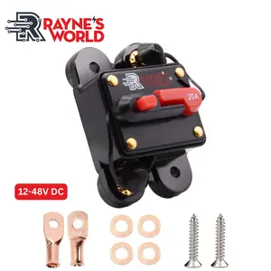 Rayne's World 20-300 Amp 12V-48V DC Waterproof Circuit Breaker with Connection Kit - Car Stereo, RV, Solar Power, Automotive, Marine, Trolling Motor