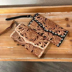 Tooled Leather Wristlet Wallet