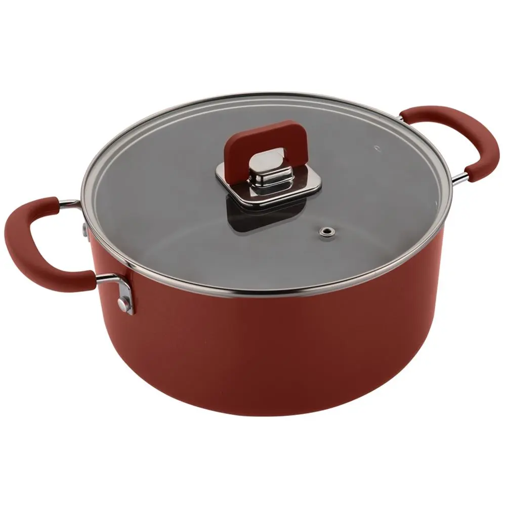 5 Quart Nonstick Casserole Pot with Tempered Glass Lid – Brown | Cooking Pot with Silicone Handles - Safe for Gas, Electric & Ceramic Counter Cooktops - Everyday Home Kitchen Essentials
