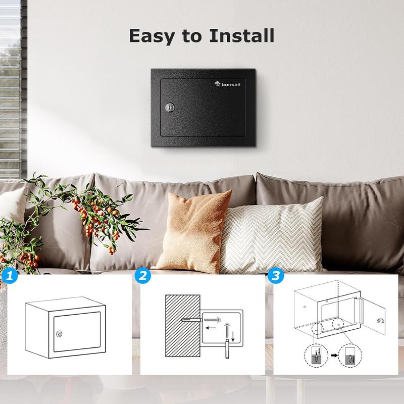 Bonsaii Safe for Home,0.18-1.20 Cubic Feet Security Safe with Fireproof Bag,Digital Keypad and Key,Large Safe for Documents&Cash&Jewelry