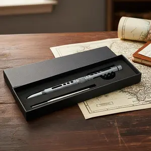 Premium Bolt Action Writing Pen, Matte Grey Aluminum Executive Pen, Multipurpose Tactical Style EDC Tool for Men, Precision Balanced Metal Pen with Refillable Ink, Elegant Gift Box