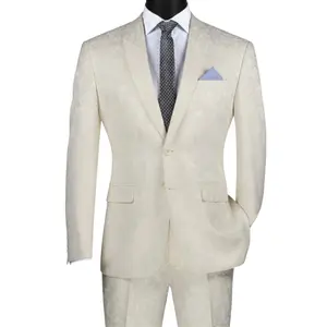 PoshPunto Collection: Ivory Tone-on-Tone Paisley Slim Fit Suit