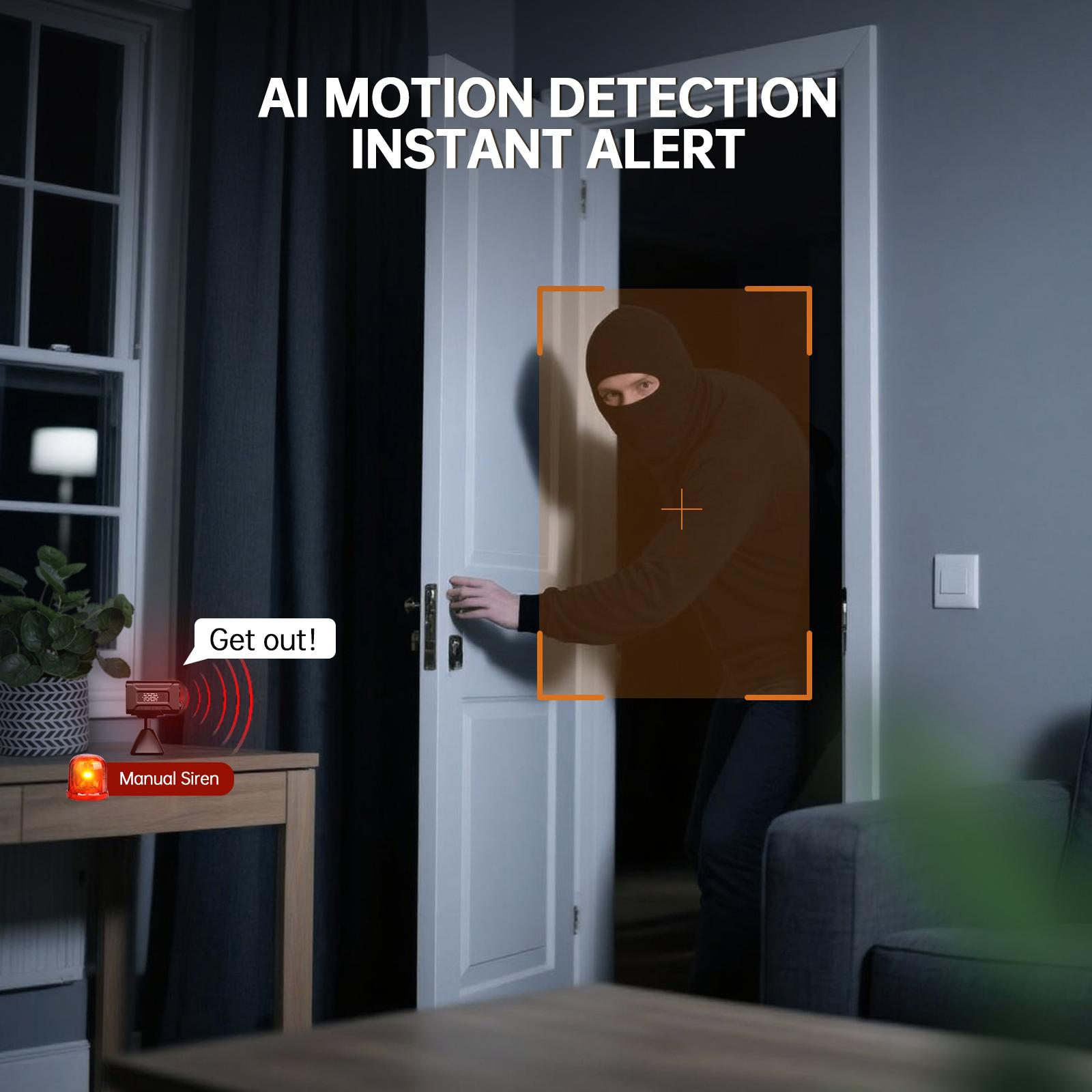 2K Wireless Security Camera - Color Night Vision, PIR Motion Sensor and Alarm, Two-Way Talk, SD/Cloud Storage | Baby, Pet, and Elder Care