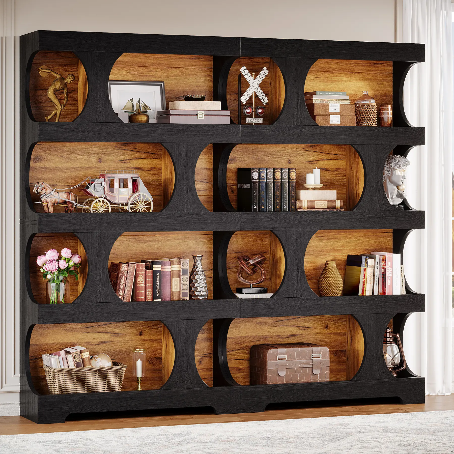 Tribesigns 71" Tall Black Bookcase, 4-Tier Freestanding Display Shelf with Classic Shape, Large Library Book Shelf for Living Room and Home Office