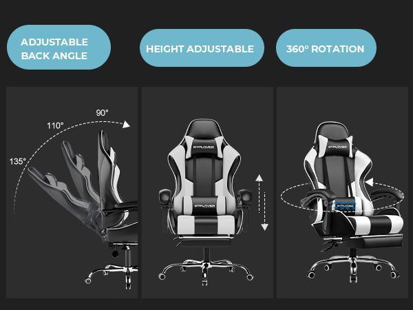 【2026 New Year Sale】GTPLAYER Office Gaming Chair, with Pocket Spring Cushion and Memory Foam Lumbar Pillow, Desk Chair Reclining, Mesh Swivel Rolling Task Chair Furniture Ergonomic