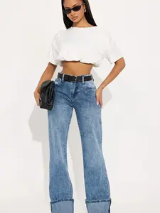 Tall On My Radar Cuffed Straight Leg Jeans - Medium Wash