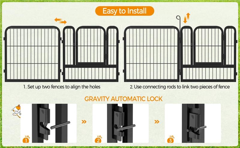 Yaheetech 25″ Tall Dog Playpen, Steel 6/8/12/16 Panels Dog Pet Exercise Barrier Outdoor Indoor Fence with Door