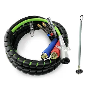 TORQUE 12ft 3 in 1 ABS & Air Power Line Hose Wrap 7 Way Electrical Cable with Handle Grip & 25" Tender Spring for Semi Truck Trailer Tractor (TR813212)