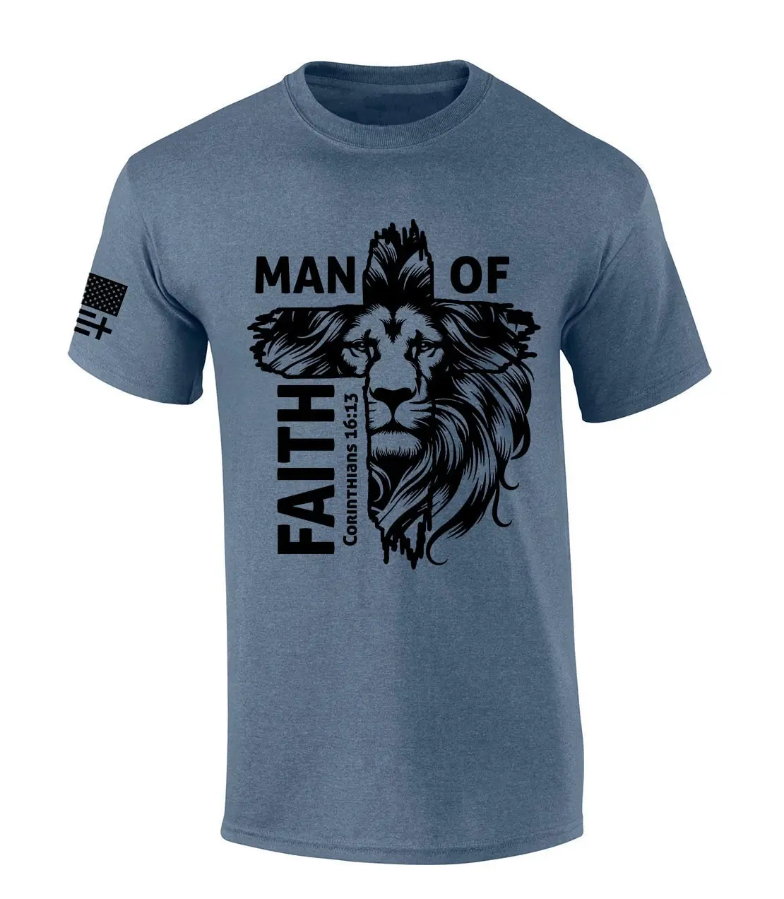 Mens Christian T-shirt Man of Faith Corinthians 16:13 Short Sleeve T-shirt