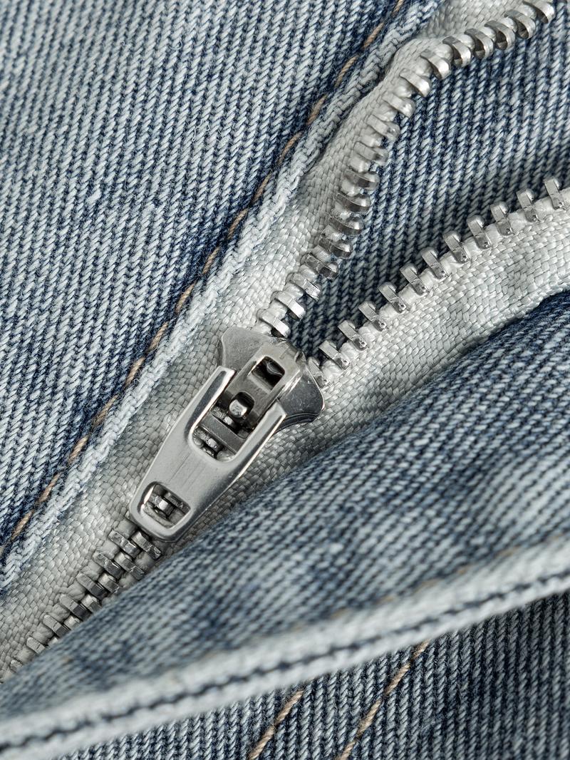 Men's retro washed loose straight jeans, casual four-season street style, zipper placket, solid color pattern, daily wear denim trousers