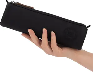 Small Pencil Case Pencil Pouch Stationery Pen Bag Office Supplies for Girls Women Black Durable Polyester Fabric Lightweight 15 Pens Capacity Compact Size Easy to Carry