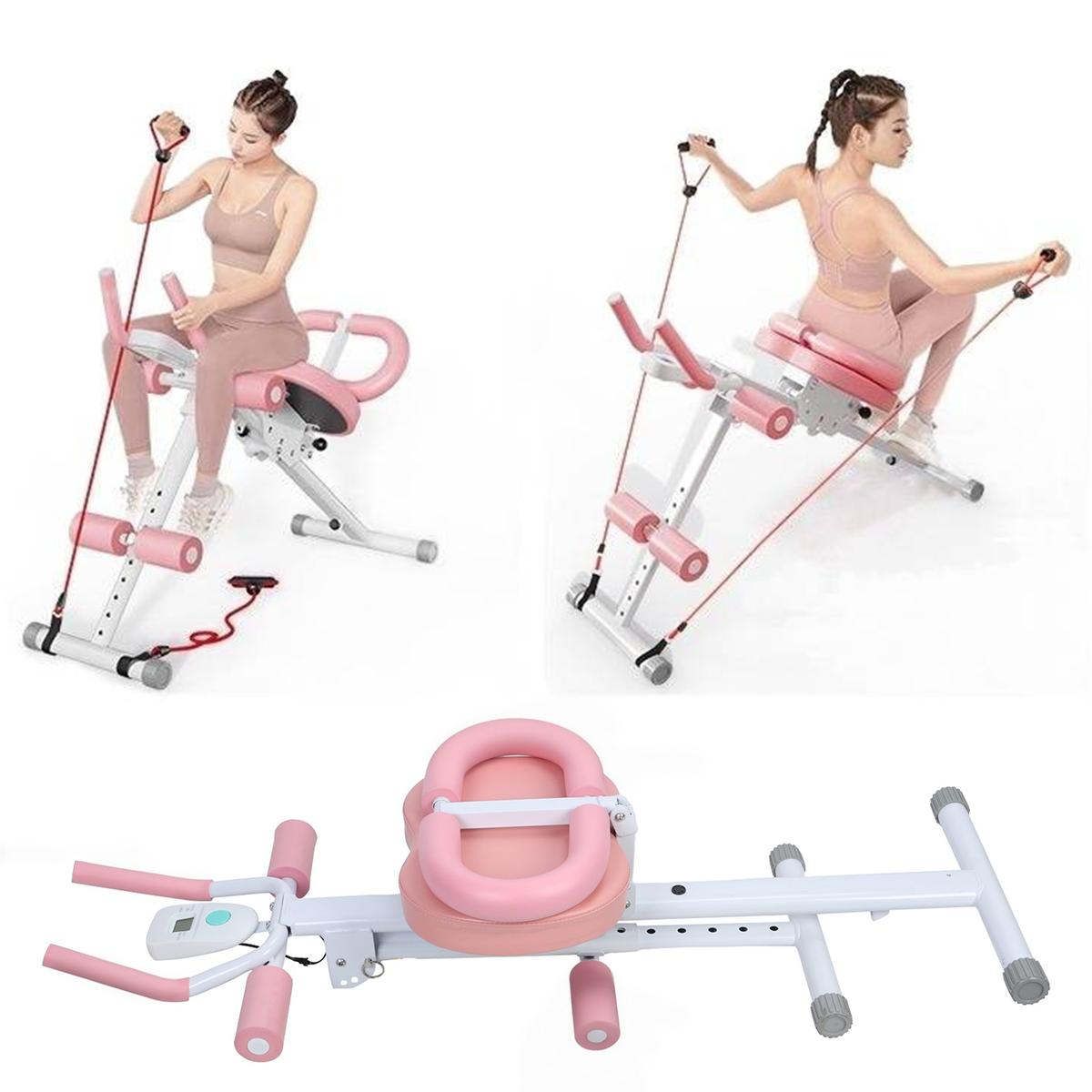 Abdominal Trainer with LCD Display 5-Level Height Adjustment, Padded Foam Handles for Core, Arms, Legs, Back, Hips - Home Gym Equipment for Women & Men - Space-Saving Workout Station, Abdominal Exercise Equipment