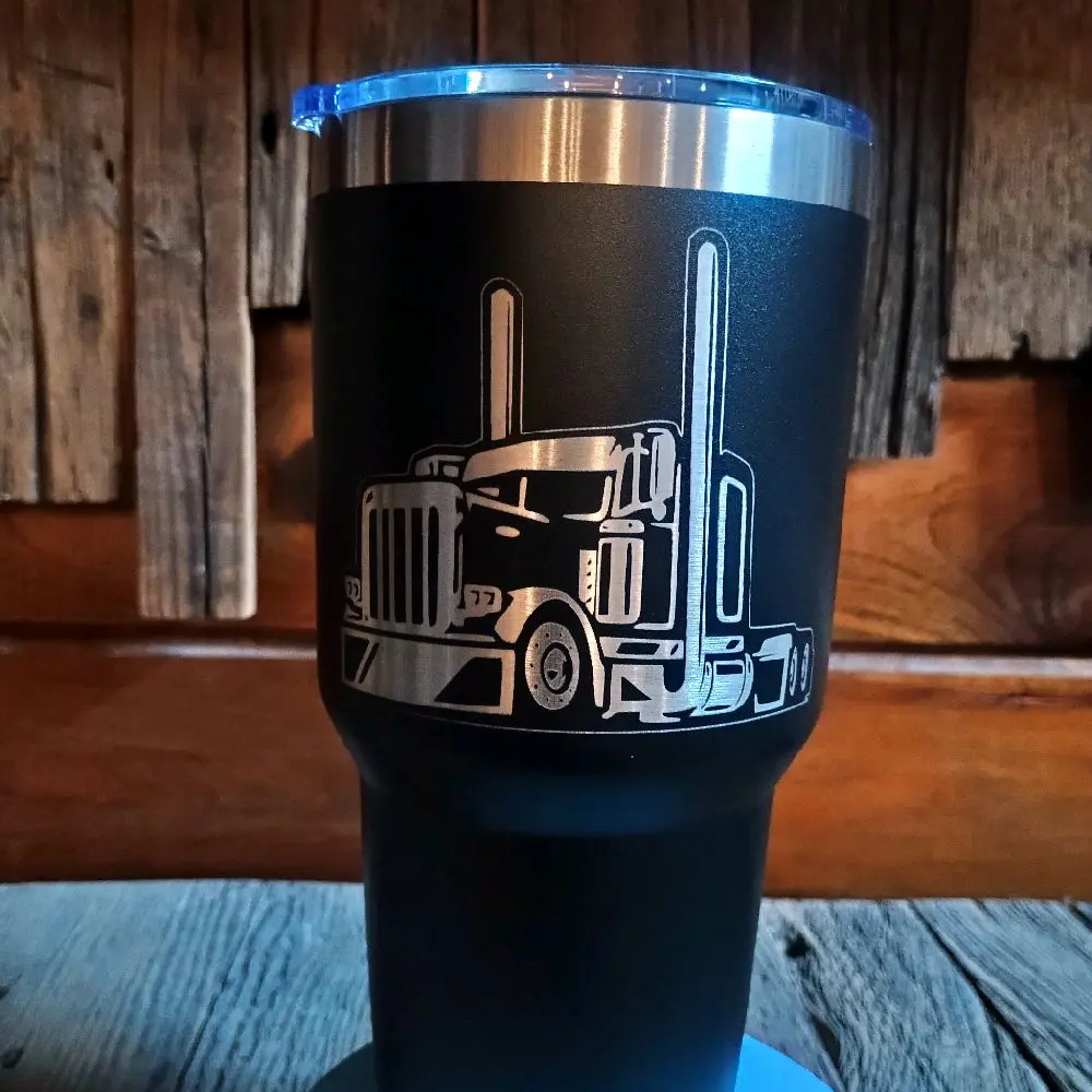 20-30oz Gear Jammer Flat Top Peterbilt Tumbler - Reusable Flat Top Mug with Lid, Stainless Steel, Personalization, Available in 3 Colors - Flasks, Washable, Bottled Drinkware Portable Stylish Beverage Cup