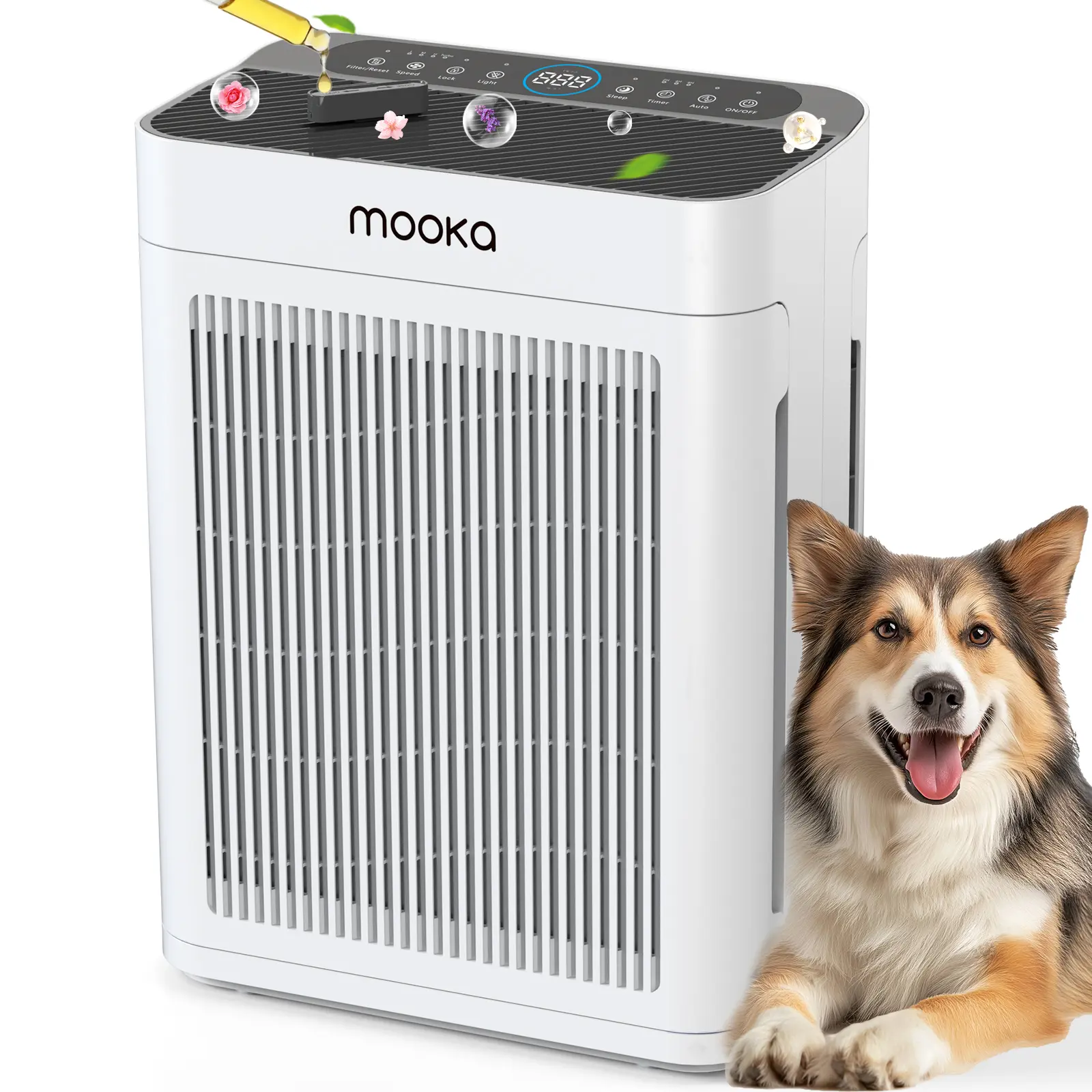 MOOKA Air Purifiers for Home 300 to 3000 Ft² with Washable Filters H13 HEPA Filter Pet Air Purifier for Bedroom with Fragrance Double-Sided Air Filter PM2.5 Monitor Auto Mode Cleaner for Smoke Dust Pollen Pets Hair Odor Hepa Air Purifiers Hepa Filter Elem