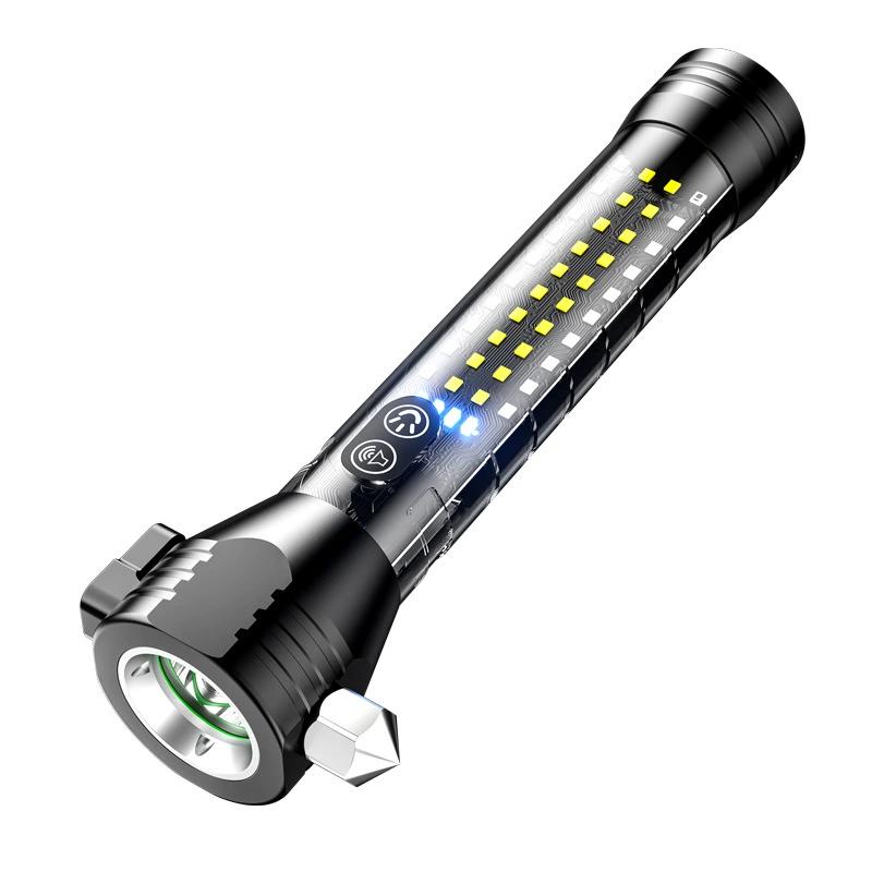 Rechargeable Tactical Flashlight - Solar Powered LED with Glass Breaker & Seatbelt Cutter | Waterproof & 380LM for Camping, Emergencies & Outdoor Survival